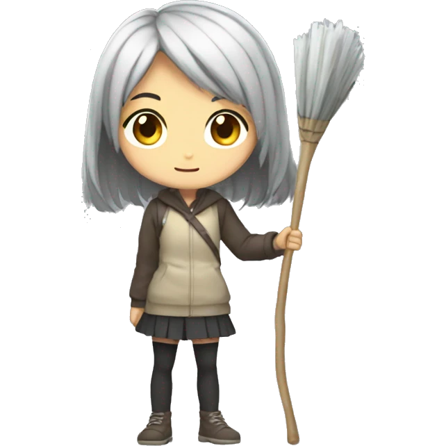 anime girl  with stick emoji