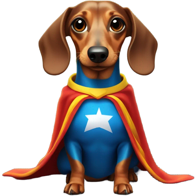Dachshund wearing a super hero cape emoji