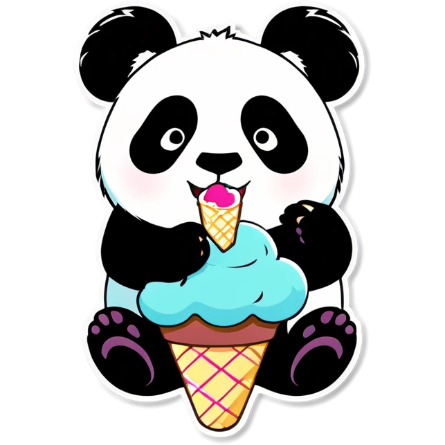 Panda eating ice cream emoji