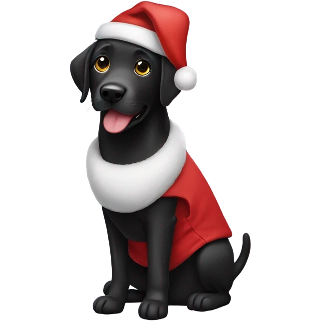 Black lab in Santa outfit emoji