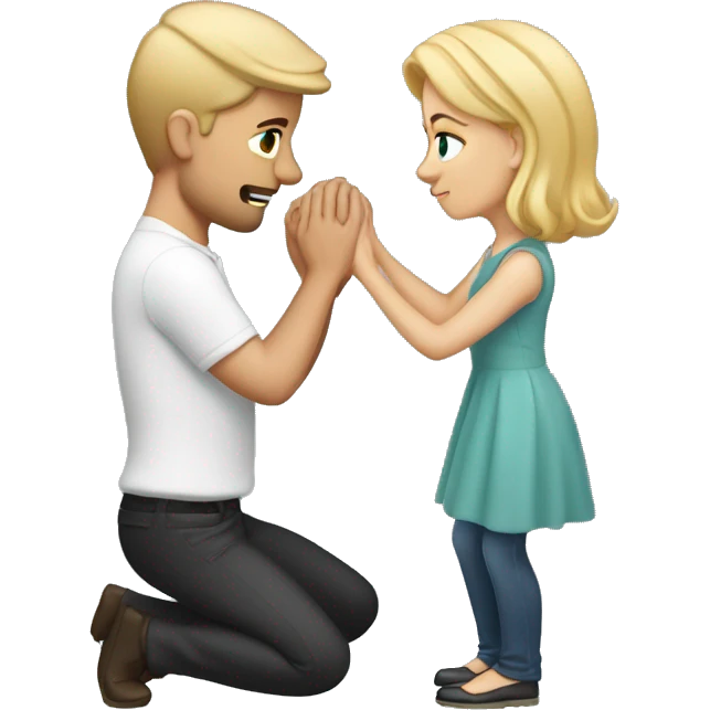  only one white man with blonde hair proposing by kneeling down with a ring emoji