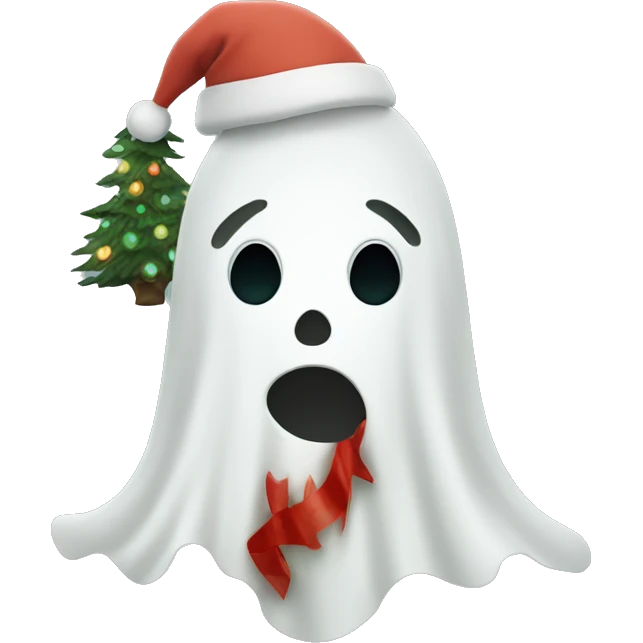 ghost with christmas tree emoji