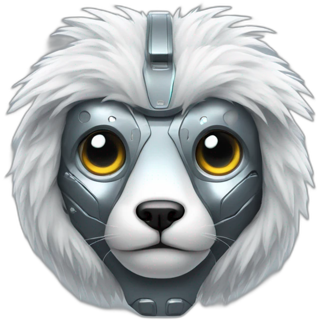 Cyber futuristic silver furry robot  emoji