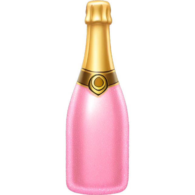 Pink sparkly champagne bottle with bubbles emoji