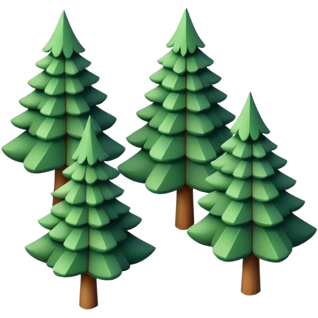 three isometric pine trees emoji