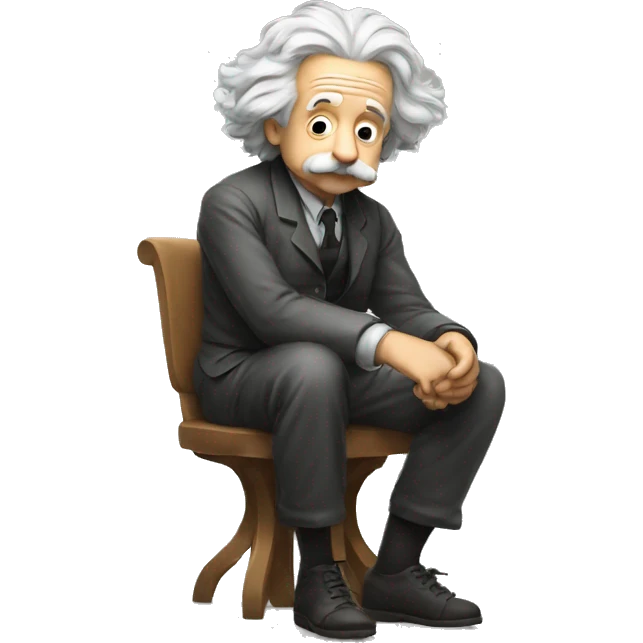 albert einstein sitting and in thinking position emoji