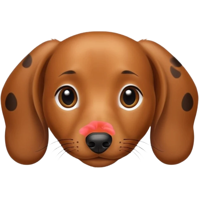 Dachshund's face (not hairy, black and brown spots) emoji