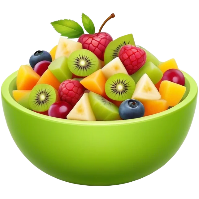 tiny small green bowl of Fruit salad front view emoji