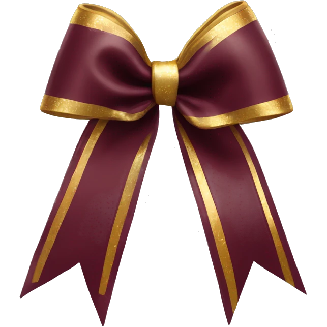 Maroon cheer bow that had golden accents and ringtones around end end emoji