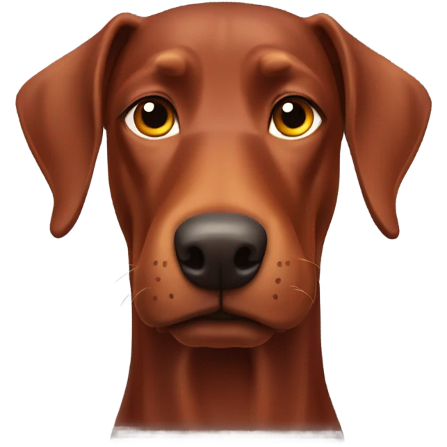 Red Doberman without cropped ears face facing front happy expression  emoji