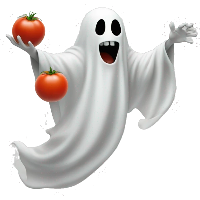 Ghost throwing tomato emoji
