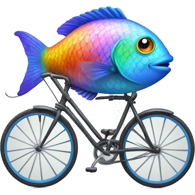Rainbow fish on a bicycle  emoji