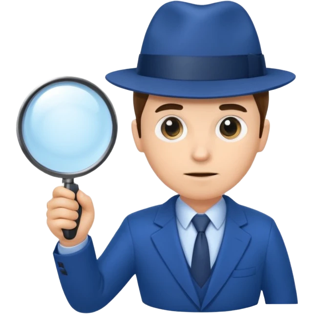 detective in blue suit with big mangifier in his hand emoji