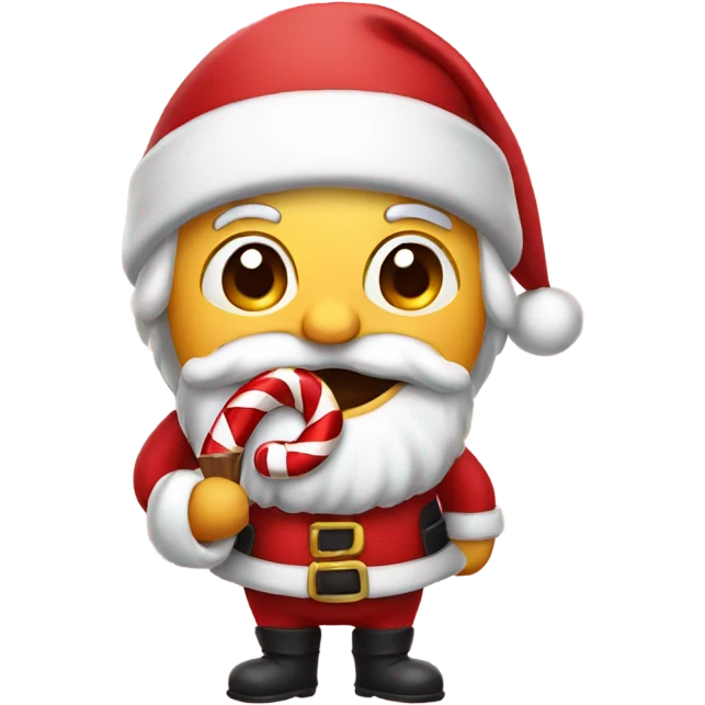 Santa eating a candy cane  emoji