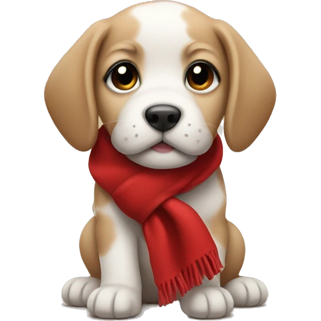 A puppy with a red scarf emoji