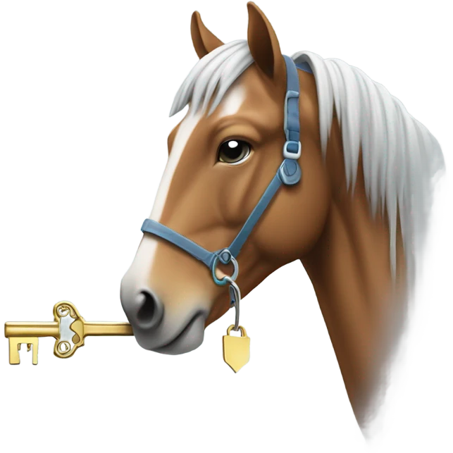 Horse holding key with snow on the tip emoji
