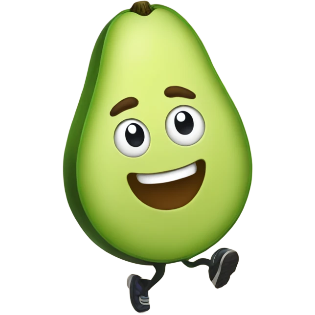 running avocado with energy emoji