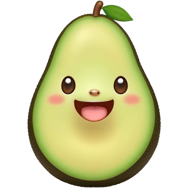 Cute Kawaii Avocado, round and cuddly, soft green with a tiny brown pit, blushing cheeks, a joyful smile, tiny arms outstretched, a warm and healthy glow! emoji