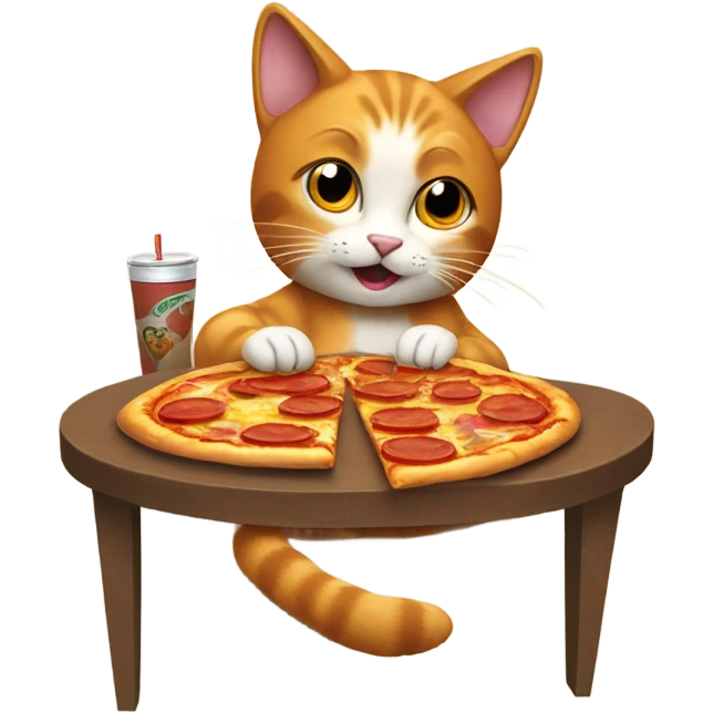 cat eating pizza and hot wings emoji