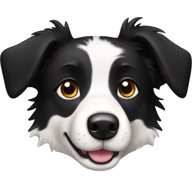 A cute Border Collie with black ears, only has black and white hair emoji