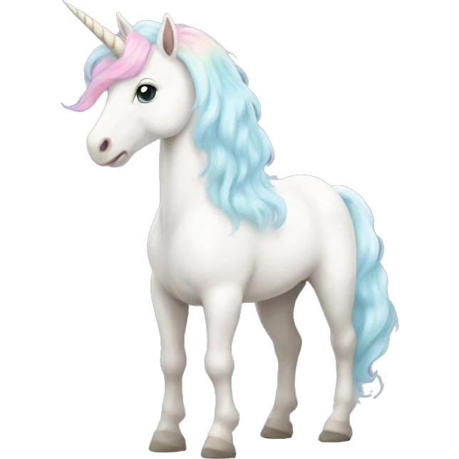 Fullbody White unicorn with pastel color mane  emoji