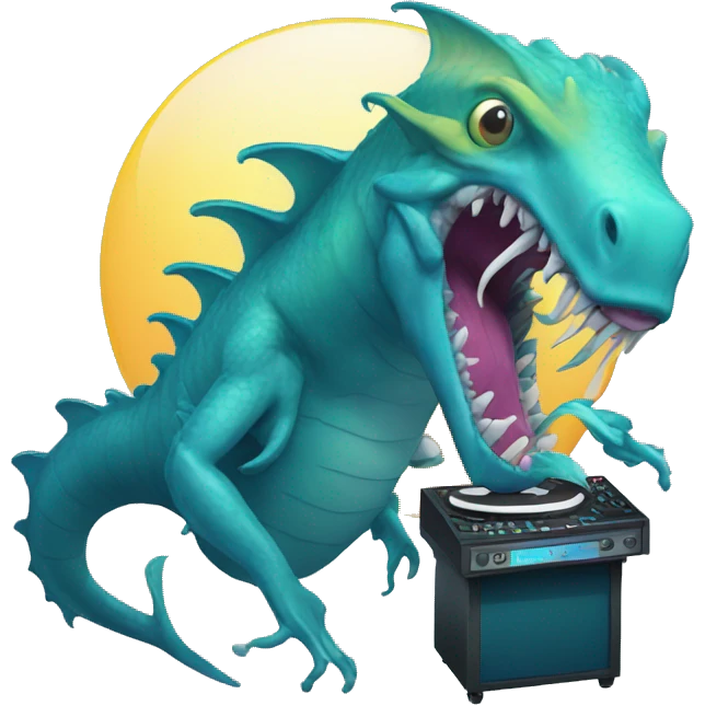ocean monster using disk jockey emoji
