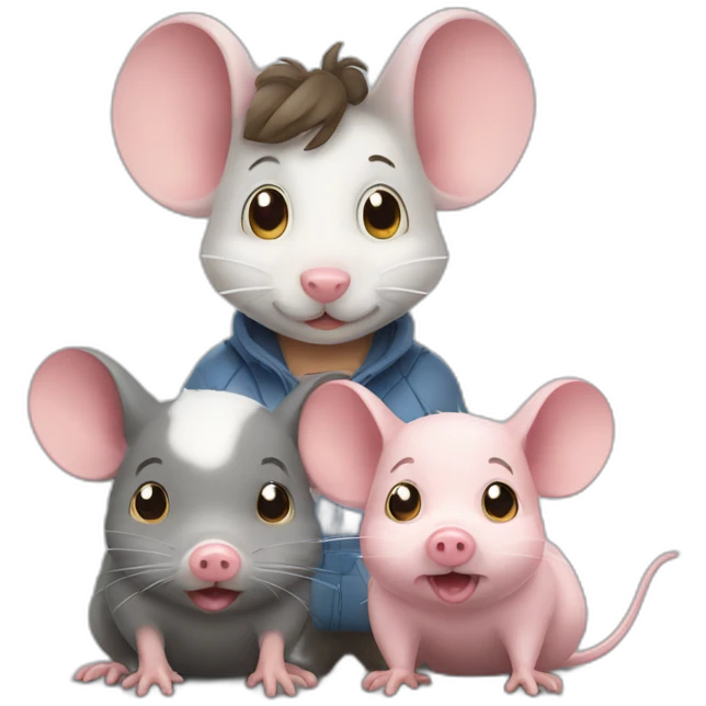 Mouse with two piggies emoji