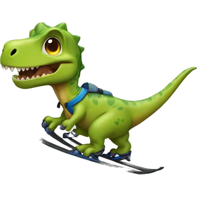 Dino skiing emoji
