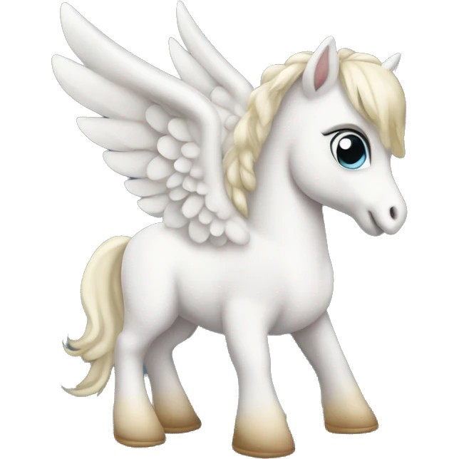 White crème Baby Pegasus sitting  emoji