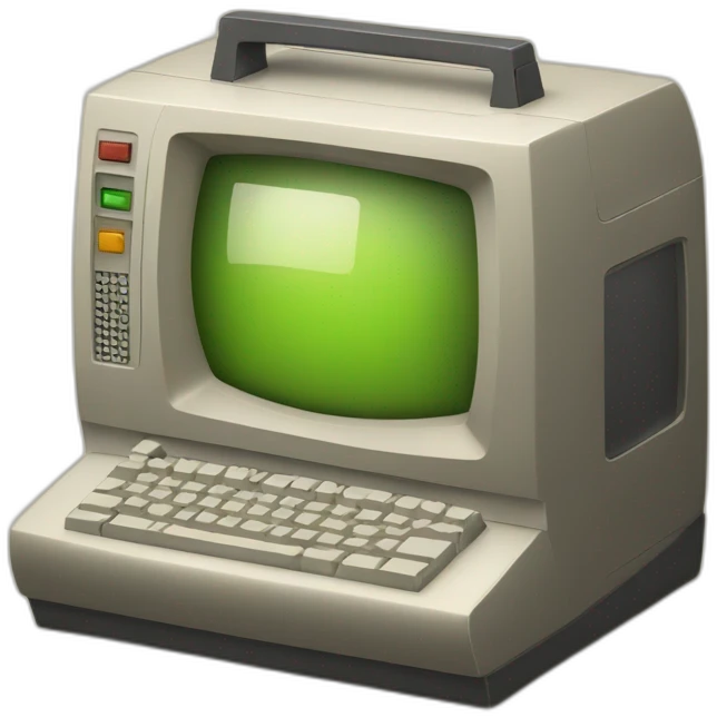 retro computer ; gear bottom left emoji