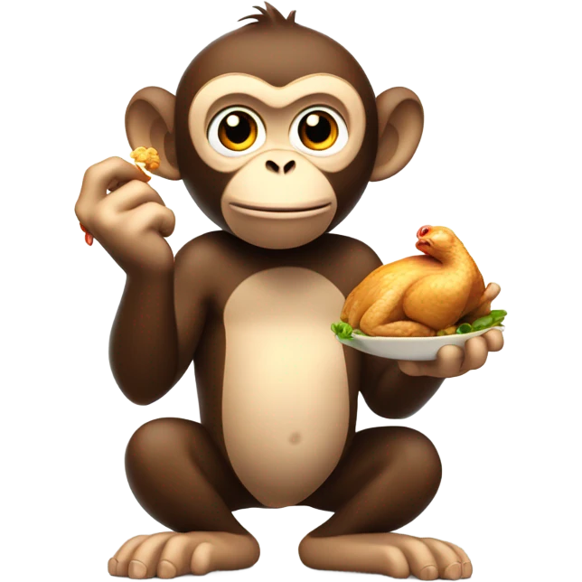 monkey eating chicken emoji