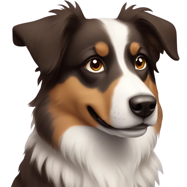 mini aussie shepard dog with brown eyebrows emoji