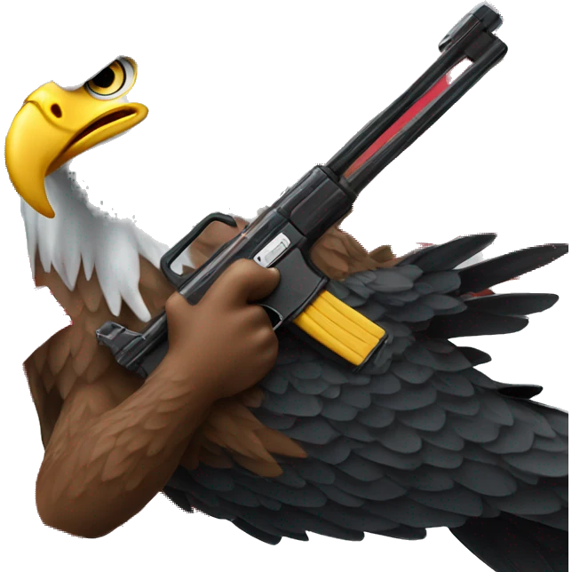 American Flag with a toy gun and A bald eagle  emoji