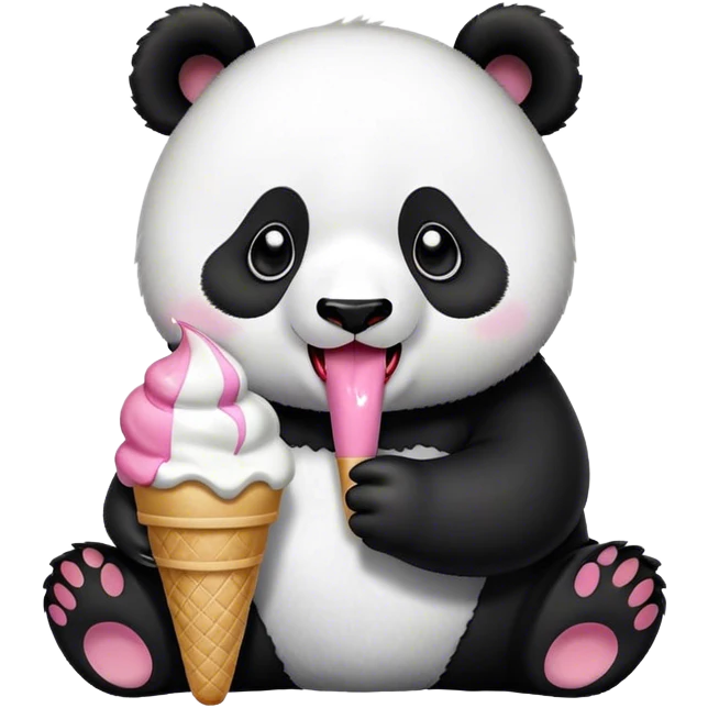 Panda eating ice cream emoji