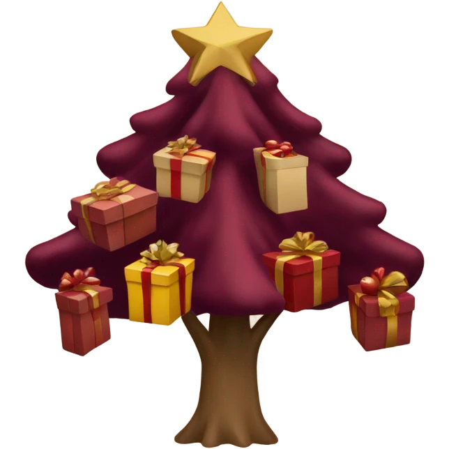 burgundy Christmas gifts under a beige tree emoji