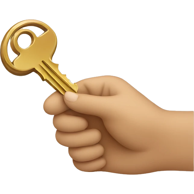 a light brown hand with a key hovering over it emoji