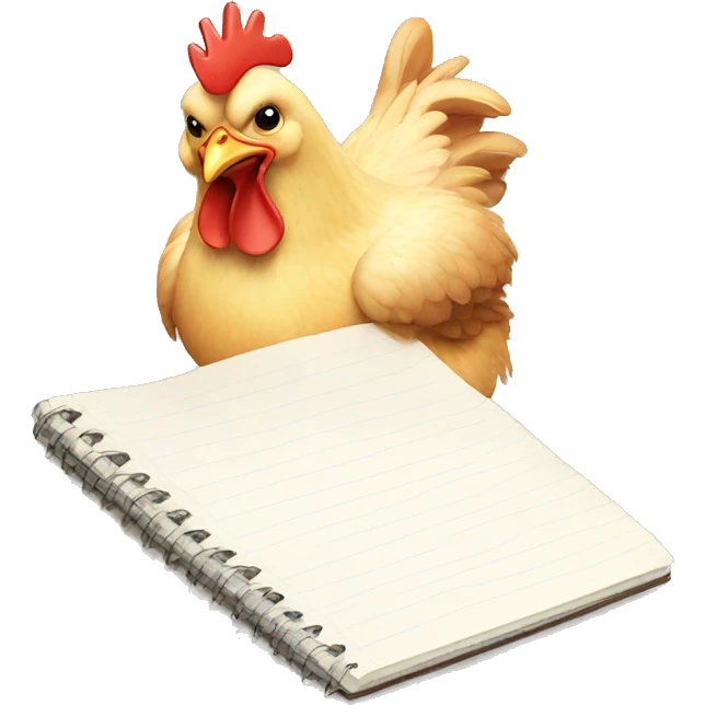chicken writes in a notebook emoji