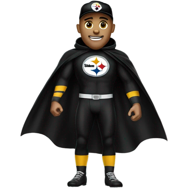 Jack Hamm Pittsburgh Steelers player in helmet and uniform with black cape. emoji
