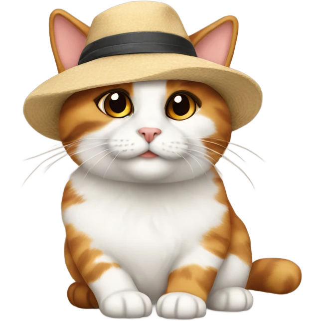 Calico cat wearing a hat emoji
