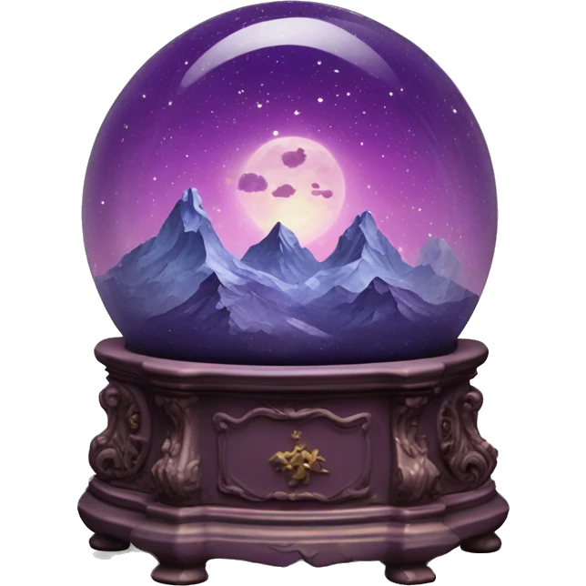 vintage purple rococo night sky mountains snow globe emoji