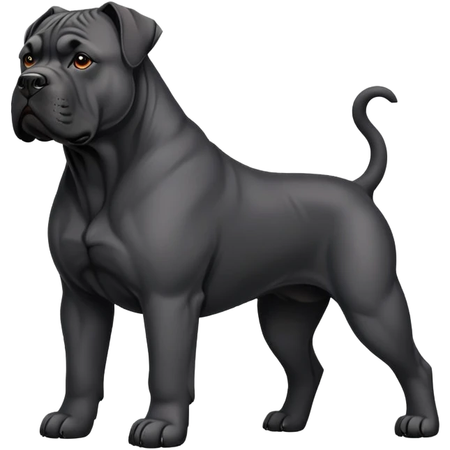 black Cane Corso dog with cropped ears and short tail emoji