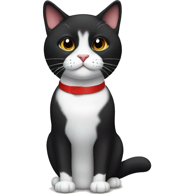 tuxedo cat,black chin,black nose and red collar emoji