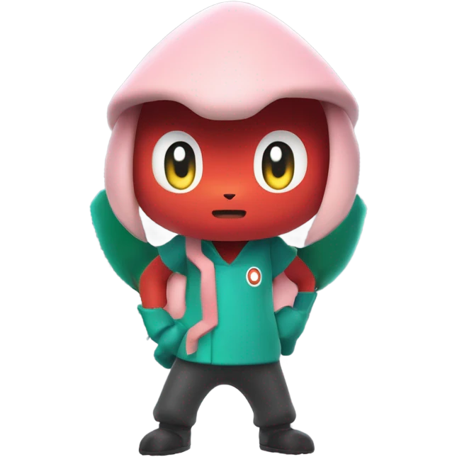 Squid game themed Pokemon, in a big room fighting  emoji