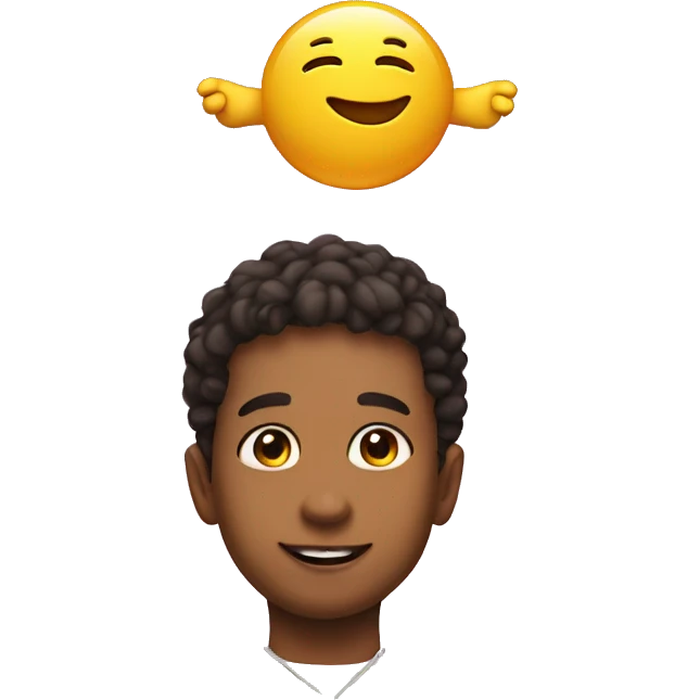 Jeaus floating above a kid emoji