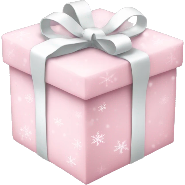 pale pink gift with white snowflakes emoji