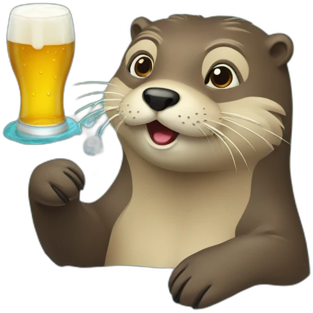 loutre avec une biere dans l eau emoji