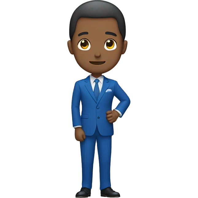 man in a blue suit is bowing with gratitude like in Japan  emoji