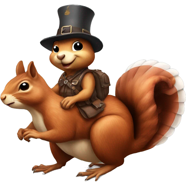 Squirrel riding a turkey emoji