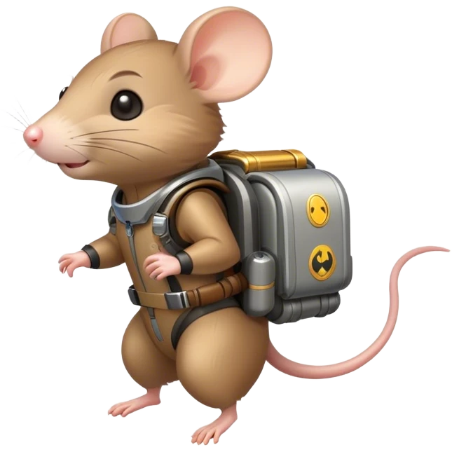 a cute rat with a jetpack emoji