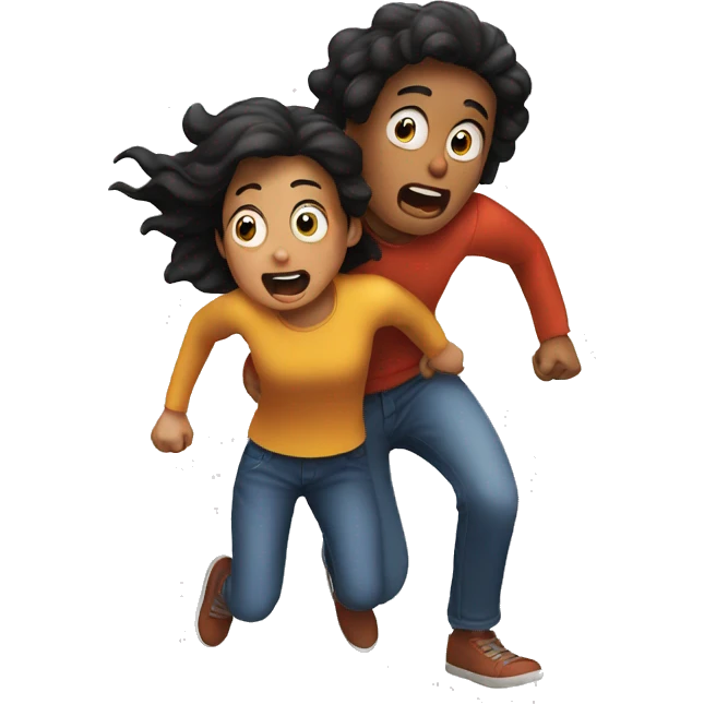 two scared friends escaping emoji